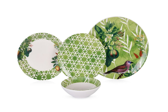 Hermia Birdy Juego de Cena Verde de 24 Piezas Hermia Birdy Juego de Cena Verde de 24 Piezas